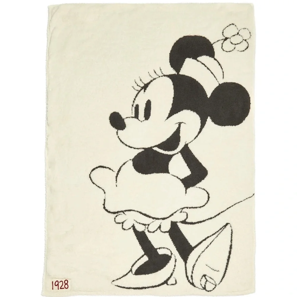 NWT Barefoot Dreams CozyChic Classic Mickey Mouse Blanket | Cream/Carbon